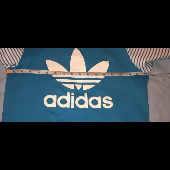 Adidas Blue and White Striped Pullover Hoodie - Picture 9 of 12